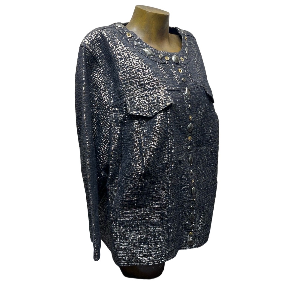 Ruby Rd Euc Vintage Metallic Textured Stud Embell… - image 5